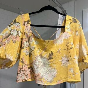 H&M Yellow Floral Crop Top